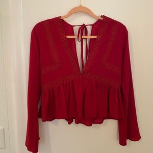 Deep V long sleeve blouse!